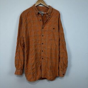 The Territory Ahead Shirt Mens 2XL Orange Windowpane Grid‎ Long Sleeve Textured